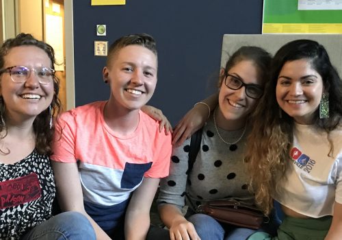 A group of students smiling